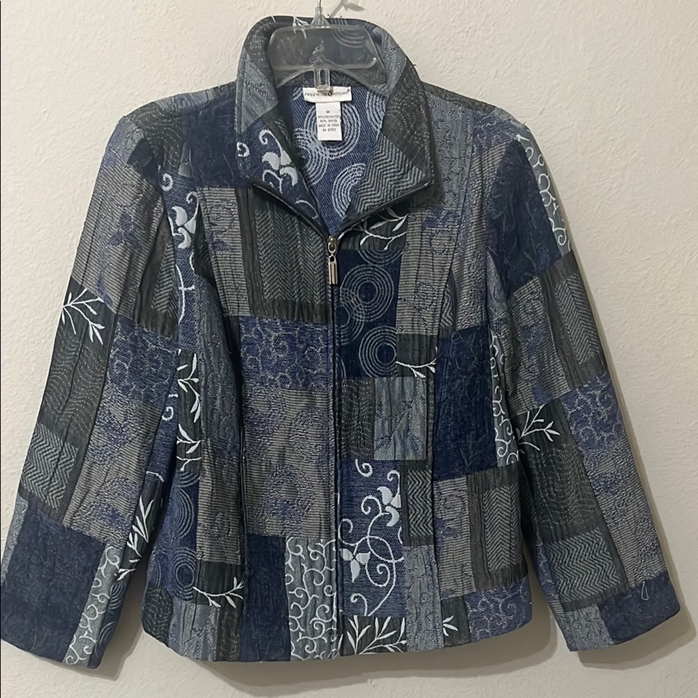 Preswick & Moore Blue Jacket Patchwork Design - image 1